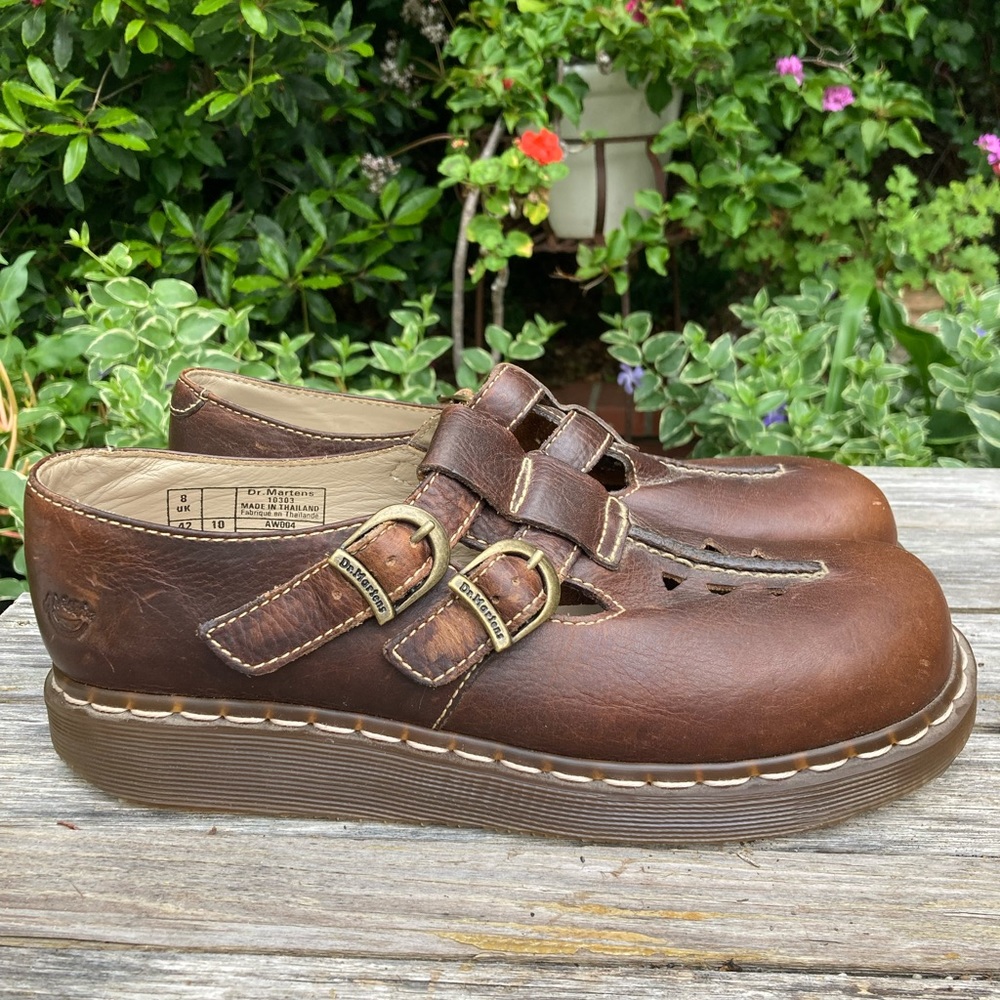 Dr. Martens 10303 Brown Leather Mary Janes Womens Size US 10 UK 8